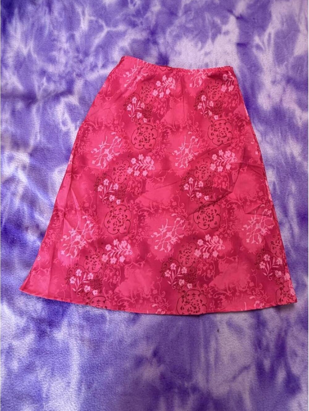 Vtg MYO y2k pink floral print skirt